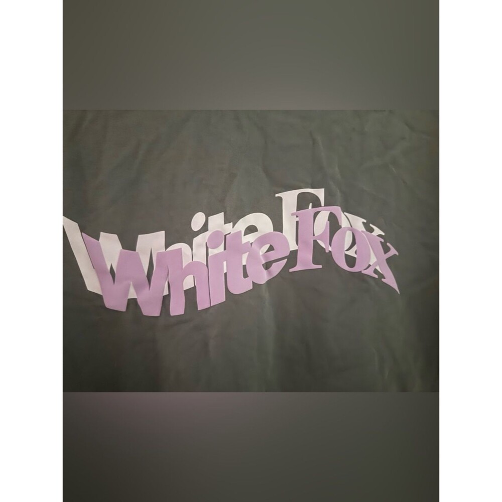 White Fox Boutique Black Tee with Lavender Logo